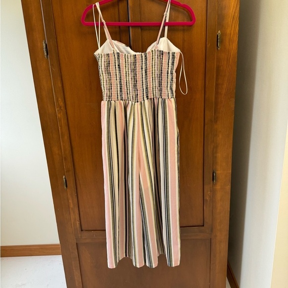 As U Wish striped wide leg jumpsuit spaghetti strap SM 20 in inseam elastic back - Picture 2 of 7
